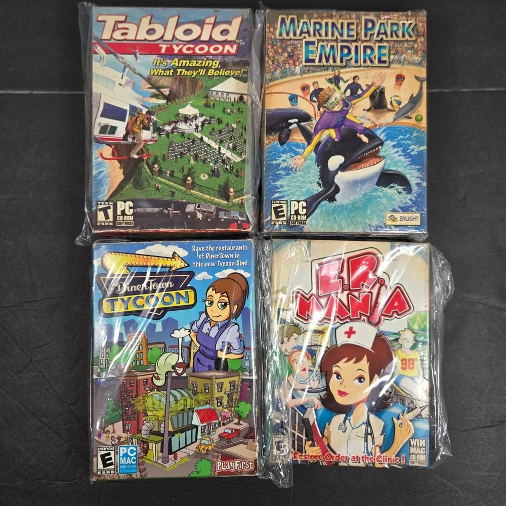 PC Games Tycoon‎ Lot - Tabloid, Marine Park, DinerTown, ER Mania